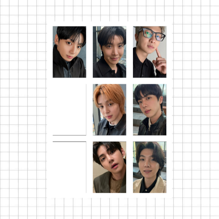 پک فتوکارت Bts کد ۱۶ شامل ۷ عدد فتوکارت