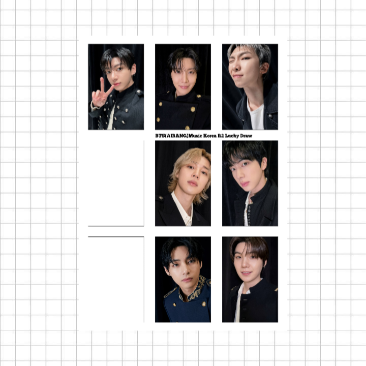 پک فتوکارت Bts کد ۲۰ شامل ۷ عدد فتوکارت